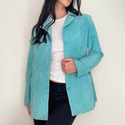 Turquoise Suede Leather Jacket