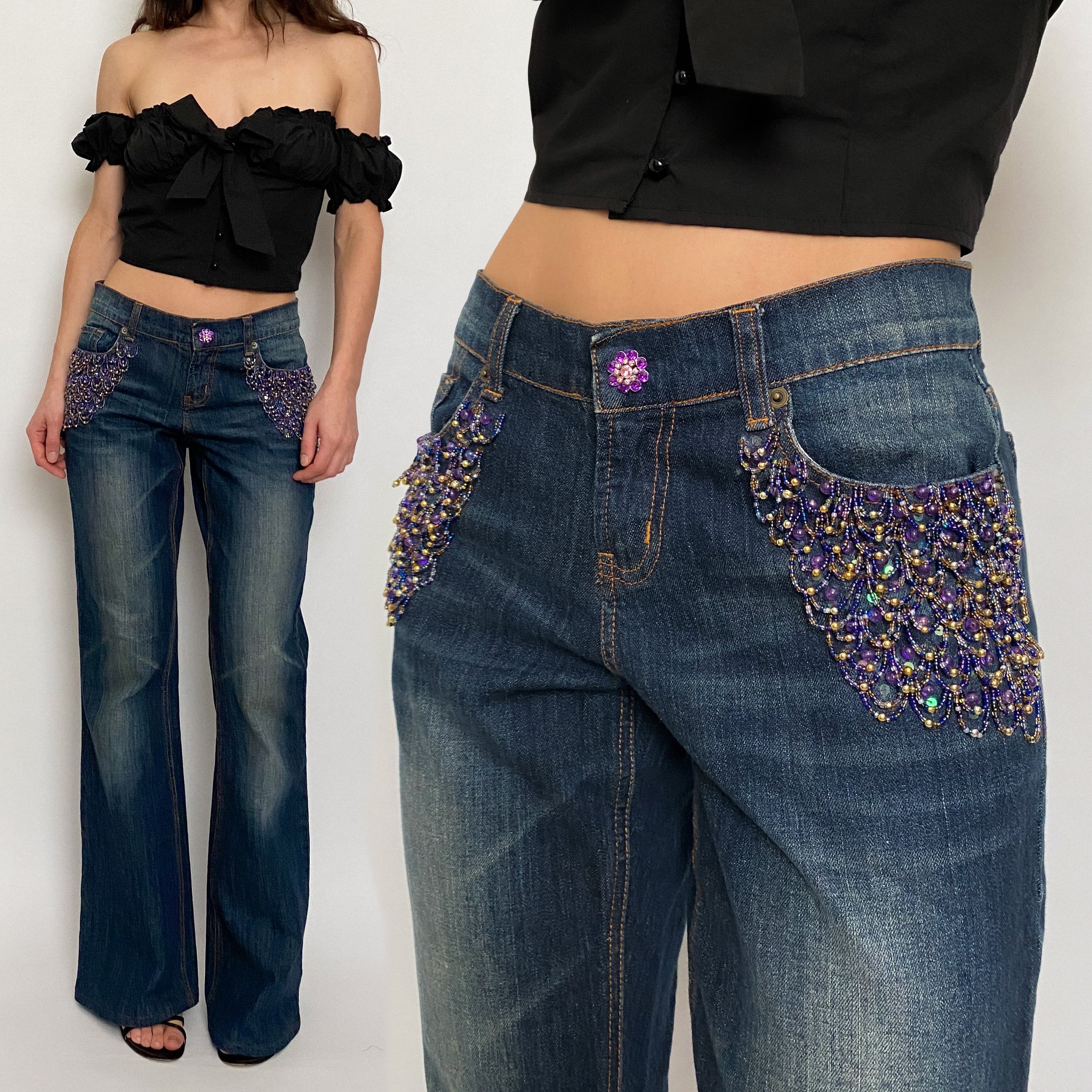 mermaid beaded jeans - size 6