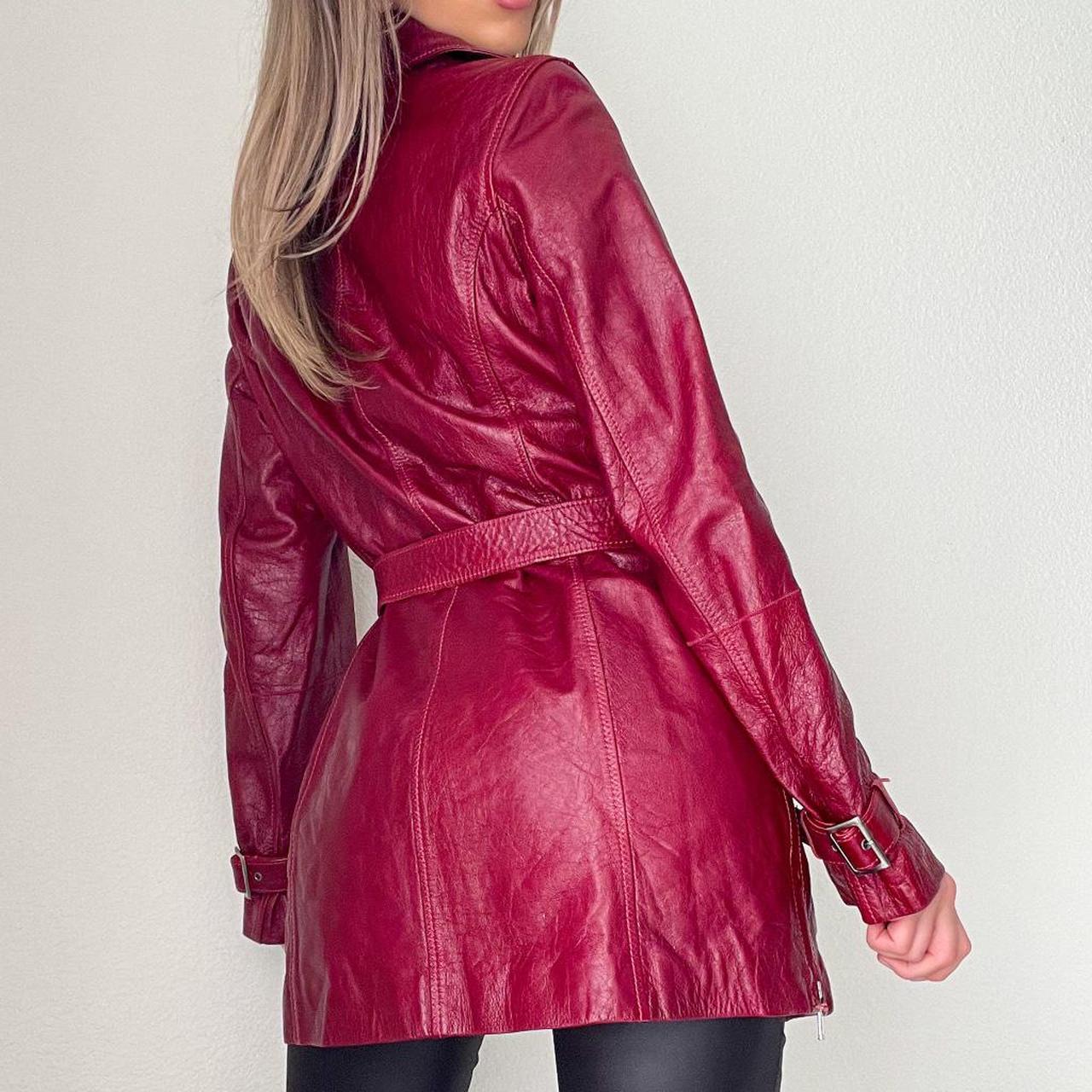 Red Leather Buckle Jacket