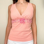 Vintage Pink Floral Tank Top (S/M)