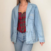 Rhinestone Dragon Fly Denim Blazer
