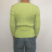 lime knit wrap top - large