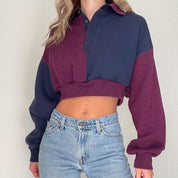 Reworked Color Block Cropped Sweatshirt