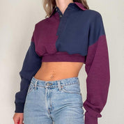 Reworked Color Block Cropped Sweatshirt