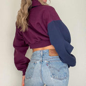 Reworked Color Block Cropped Sweatshirt