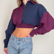 Reworked Color Block Cropped Sweatshirt