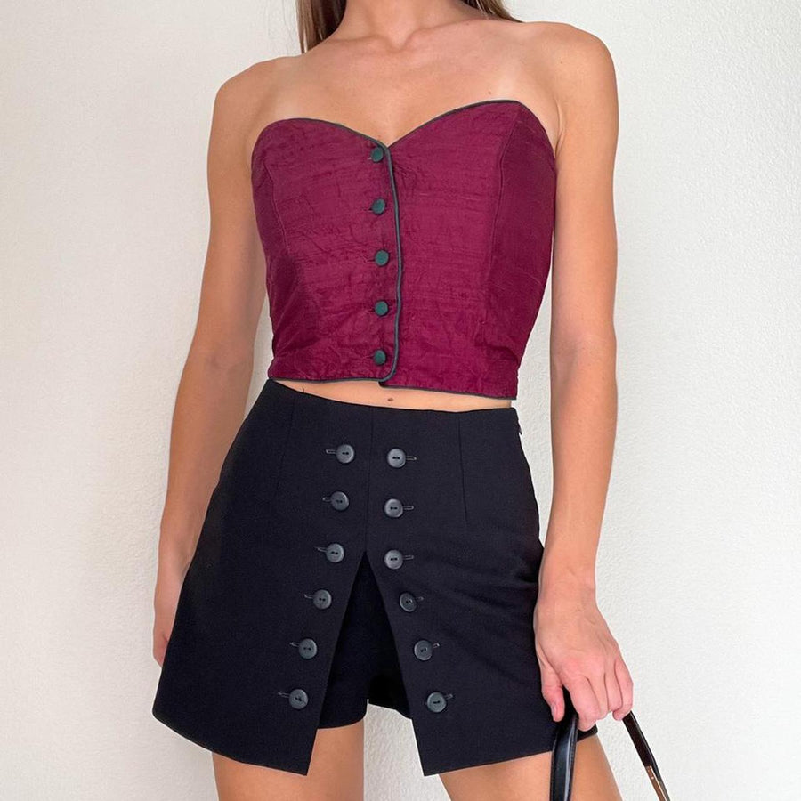 Vintage Maroon Cropped Corset