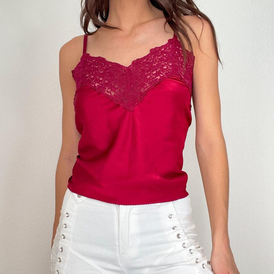 Red Lace Satin Cami