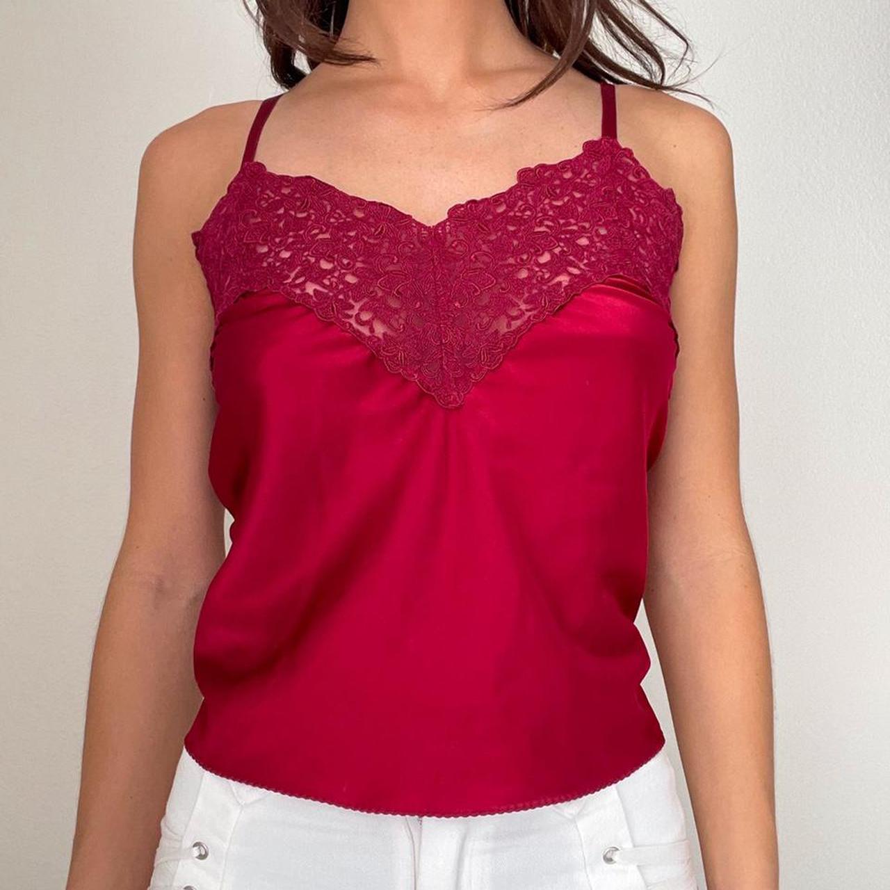 Red Lace Satin Cami