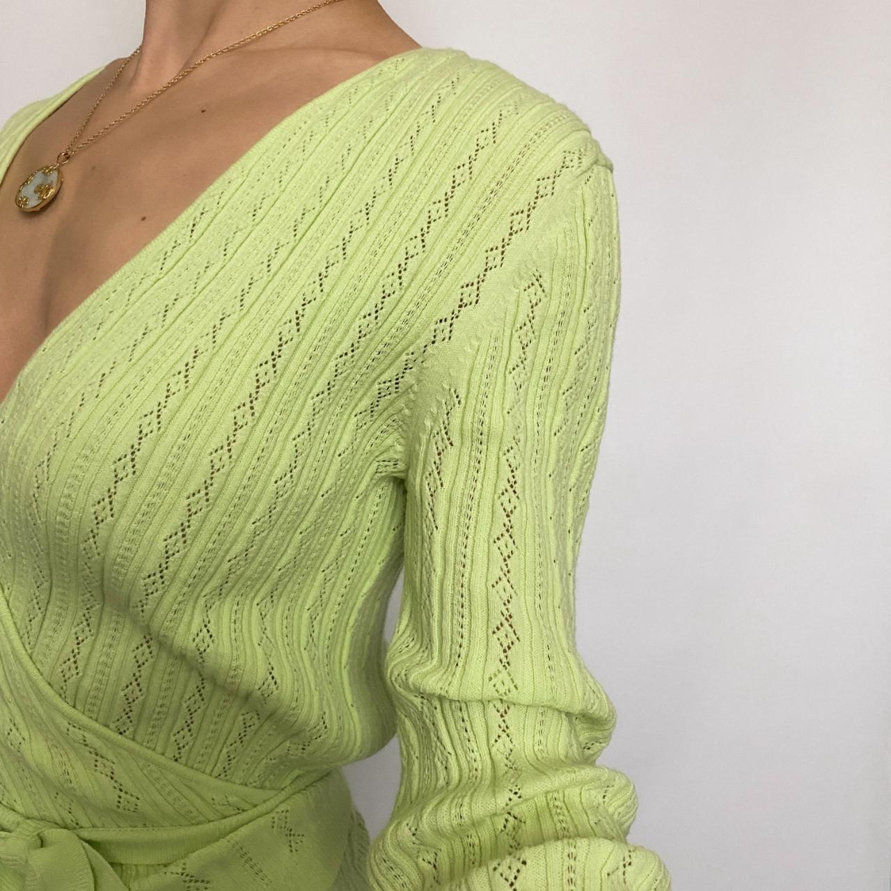 lime knit wrap top - large