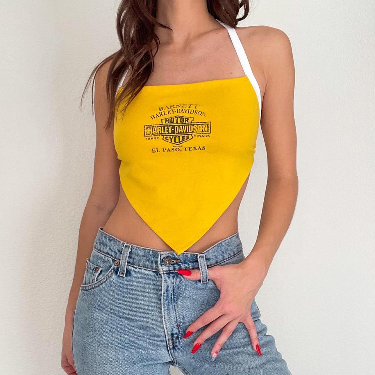 Reworked Yellow Harley Halter Top