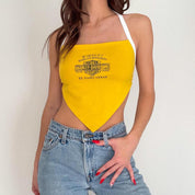 Reworked Yellow Harley Halter Top