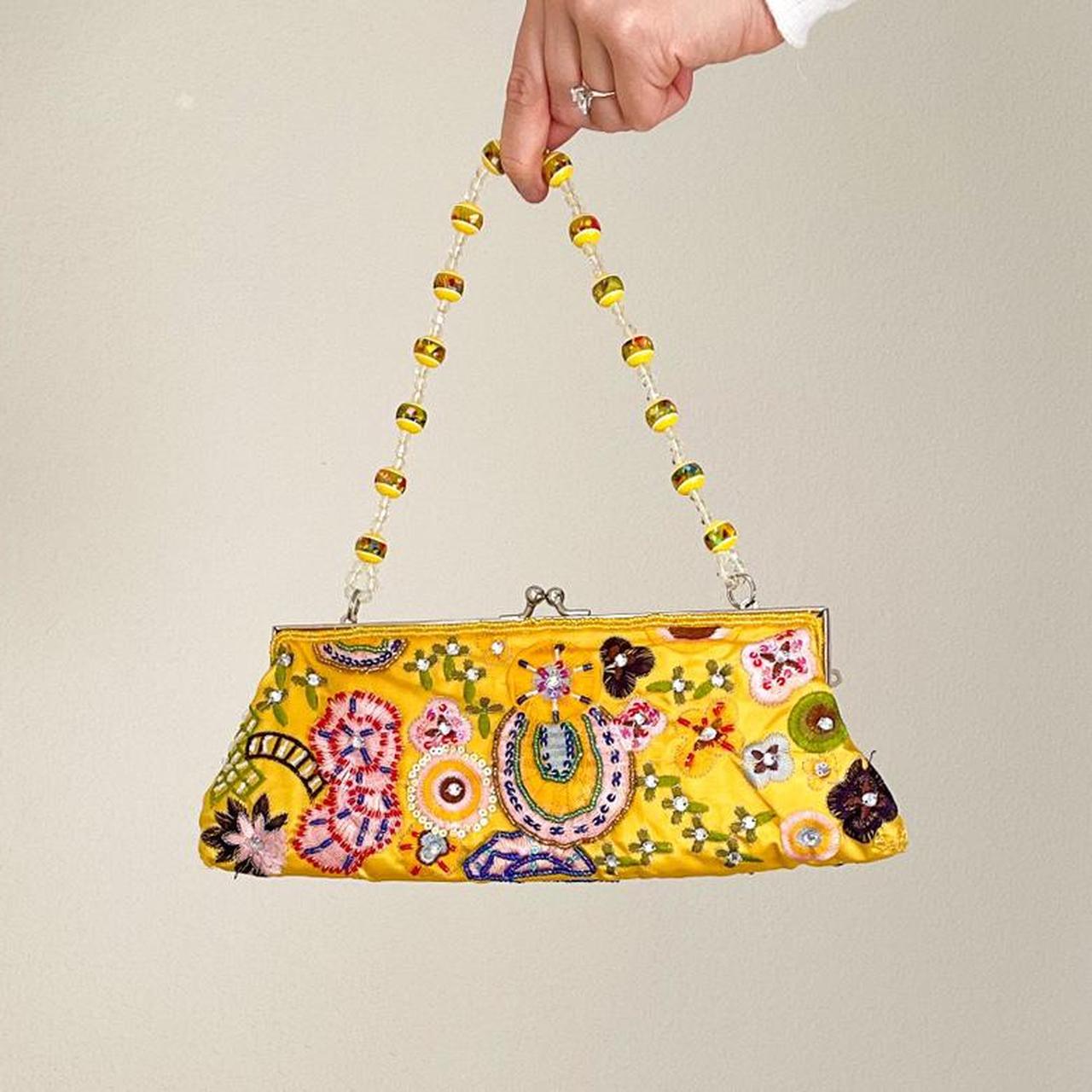 Yellow Mini Beaded Purse