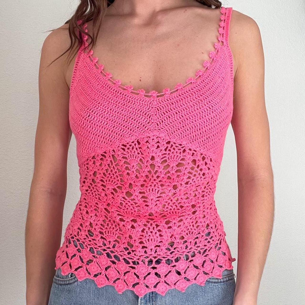Pink Crochet Tank Top