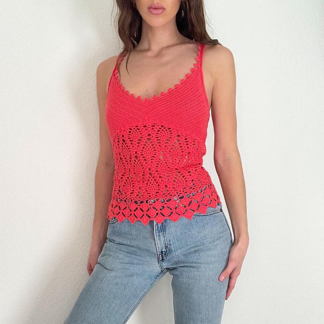 Coral Crochet Tank Top