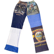 Reworked Blue Harley Patchwork Pants