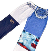 Reworked Blue Harley Patchwork Pants