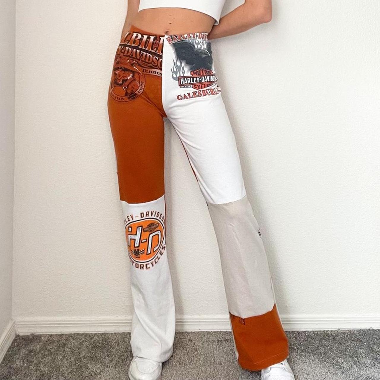 Reworked Orange Harley Patchwork Pants