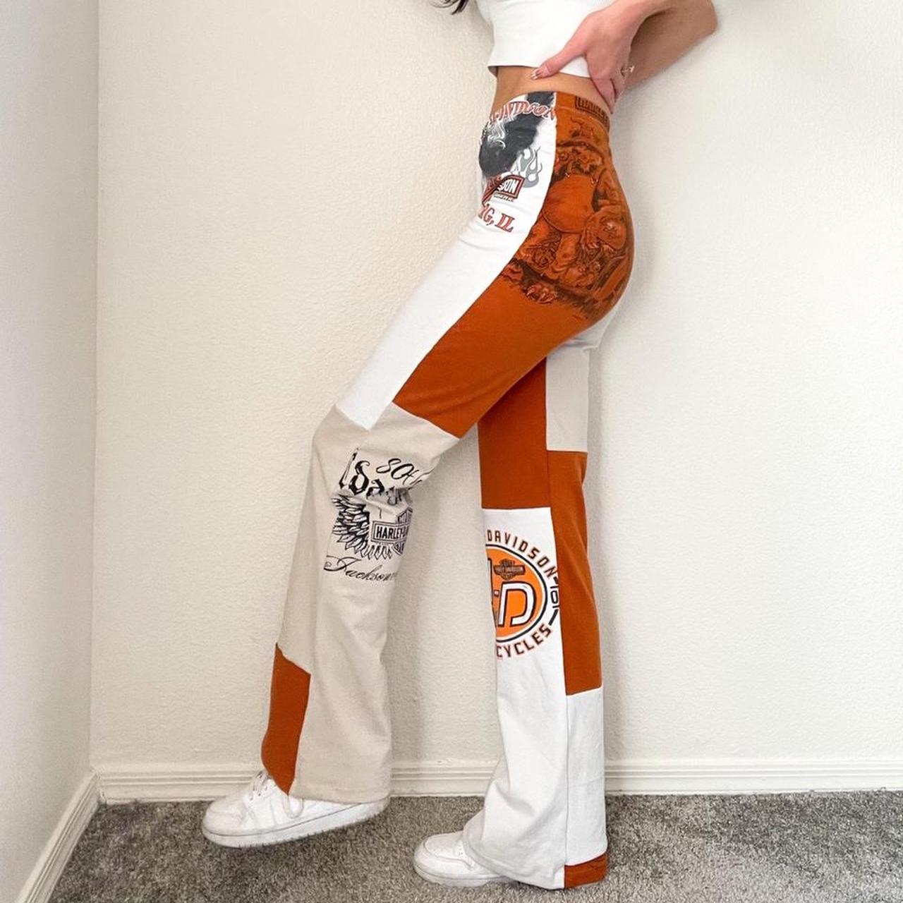 Reworked Orange Harley Patchwork Pants