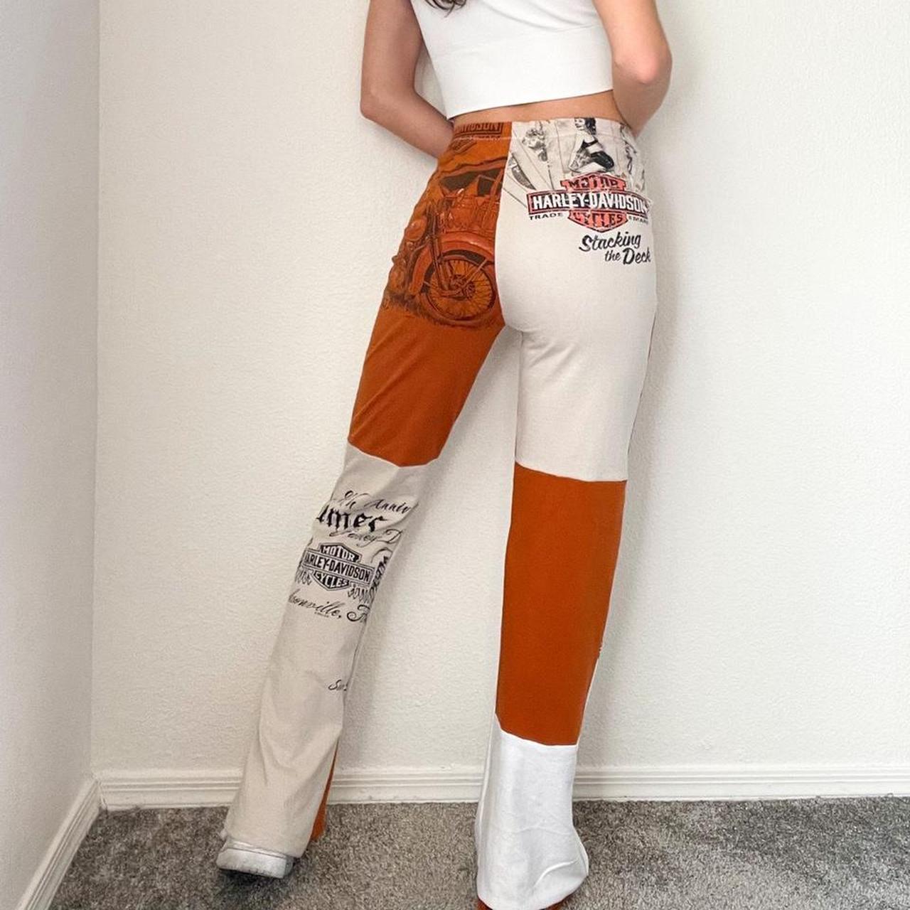 Reworked Orange Harley Patchwork Pants