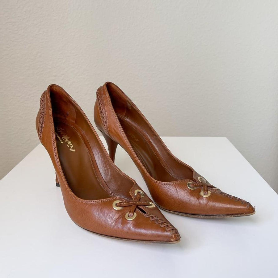 Brown Leather YSL Heels