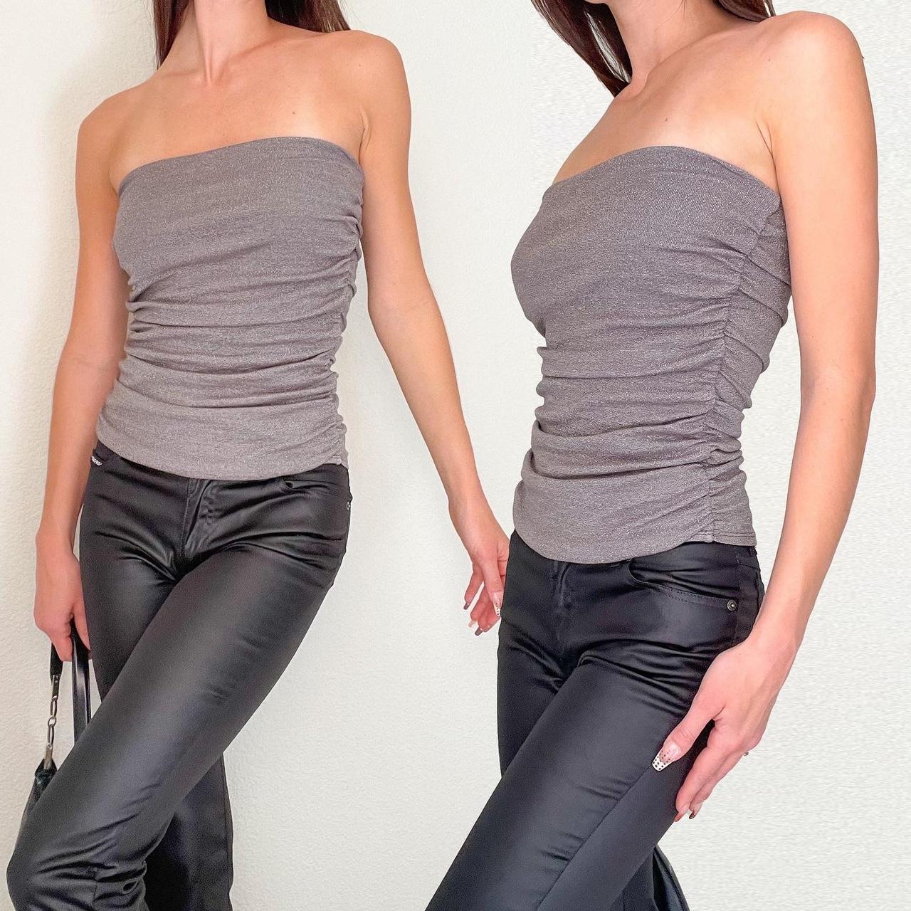 Grey Ruched Tube Top