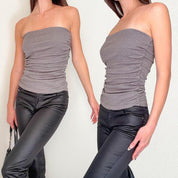 Grey Ruched Tube Top