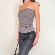 Grey Ruched Tube Top
