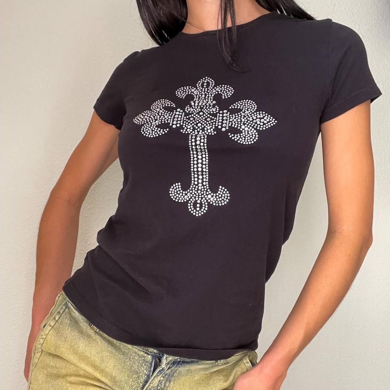 Black Rhinestone Cross Tee