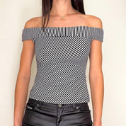 Black & White Off Shoulder Top