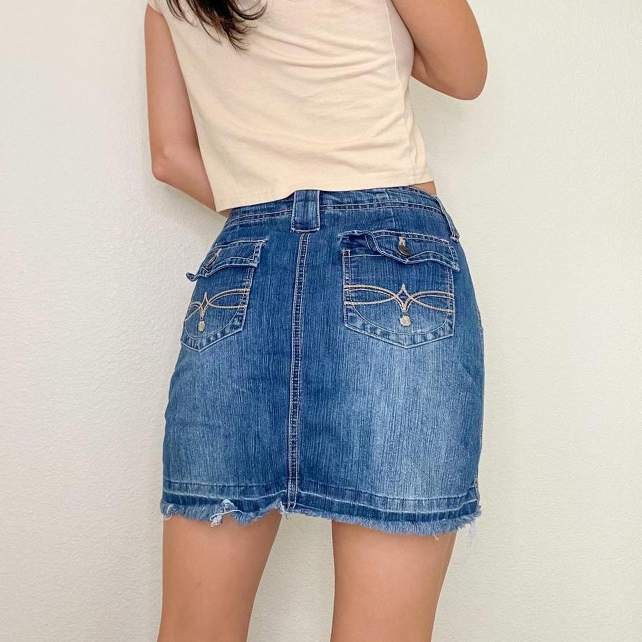 2000s Embroidered Denim Mini Skirt