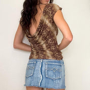 Low Back Snake Print Y2K Top