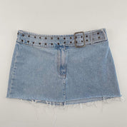 Y2K Belted Denim Mini Skirt - Medium