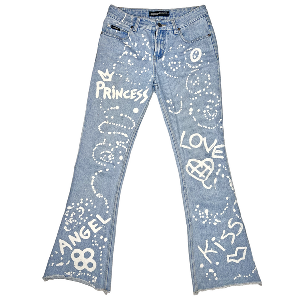 00s archive washed y2k flare denim pants 00s archive faded wide 