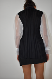 Sheer Sleeve Button Down