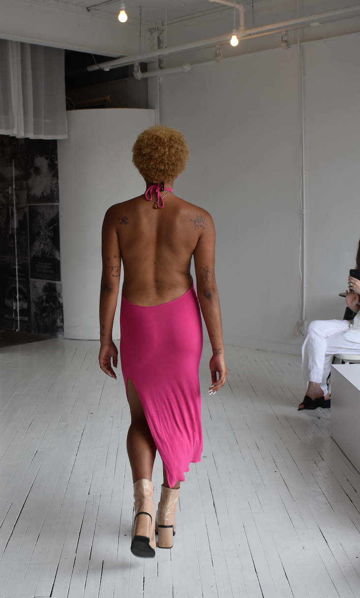 Magenta Low Back Midi Dress