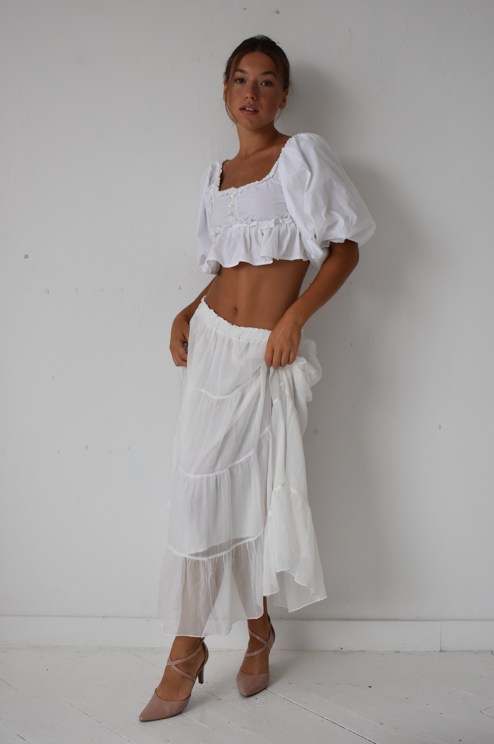 White Tiered Maxi Skirt