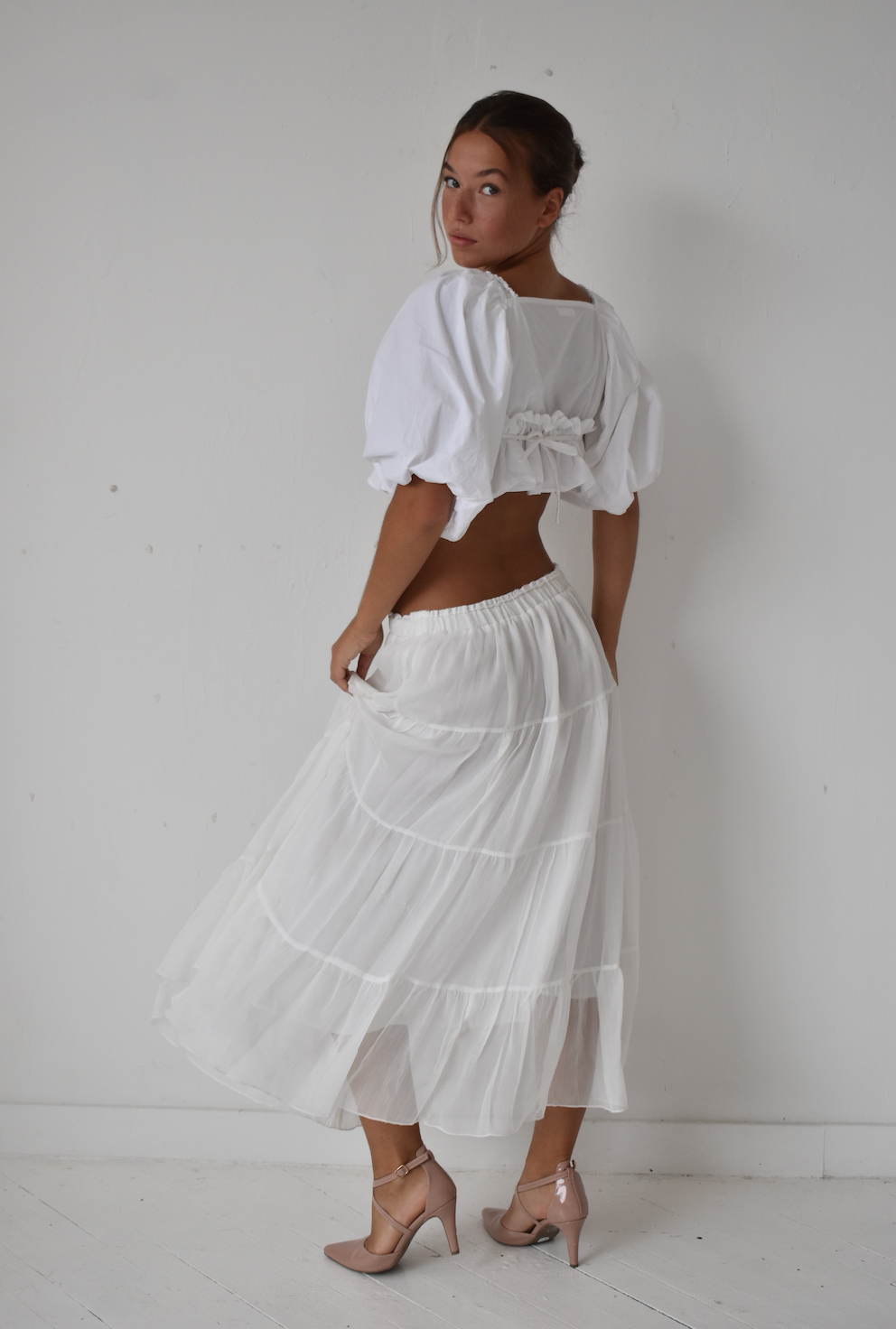 White Tiered Maxi Skirt