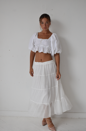 White Tiered Maxi Skirt