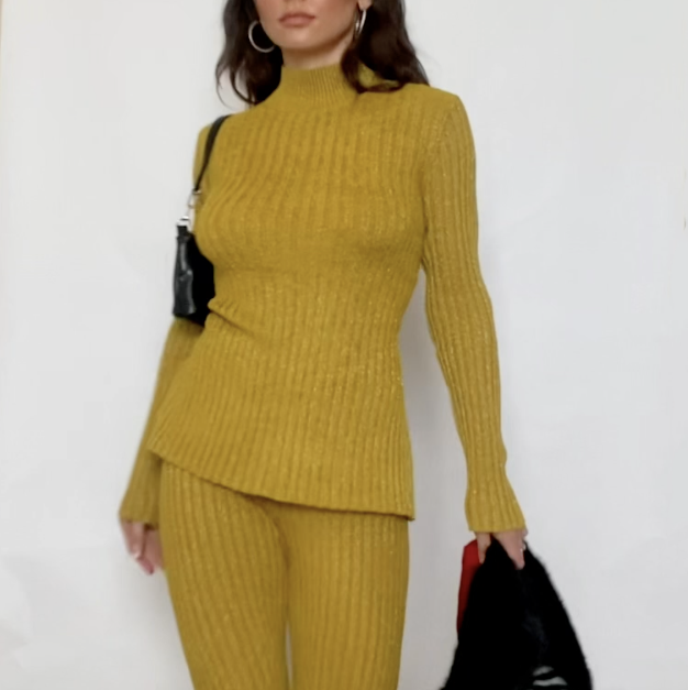 2 Piece Ribbed Knit Pant Set