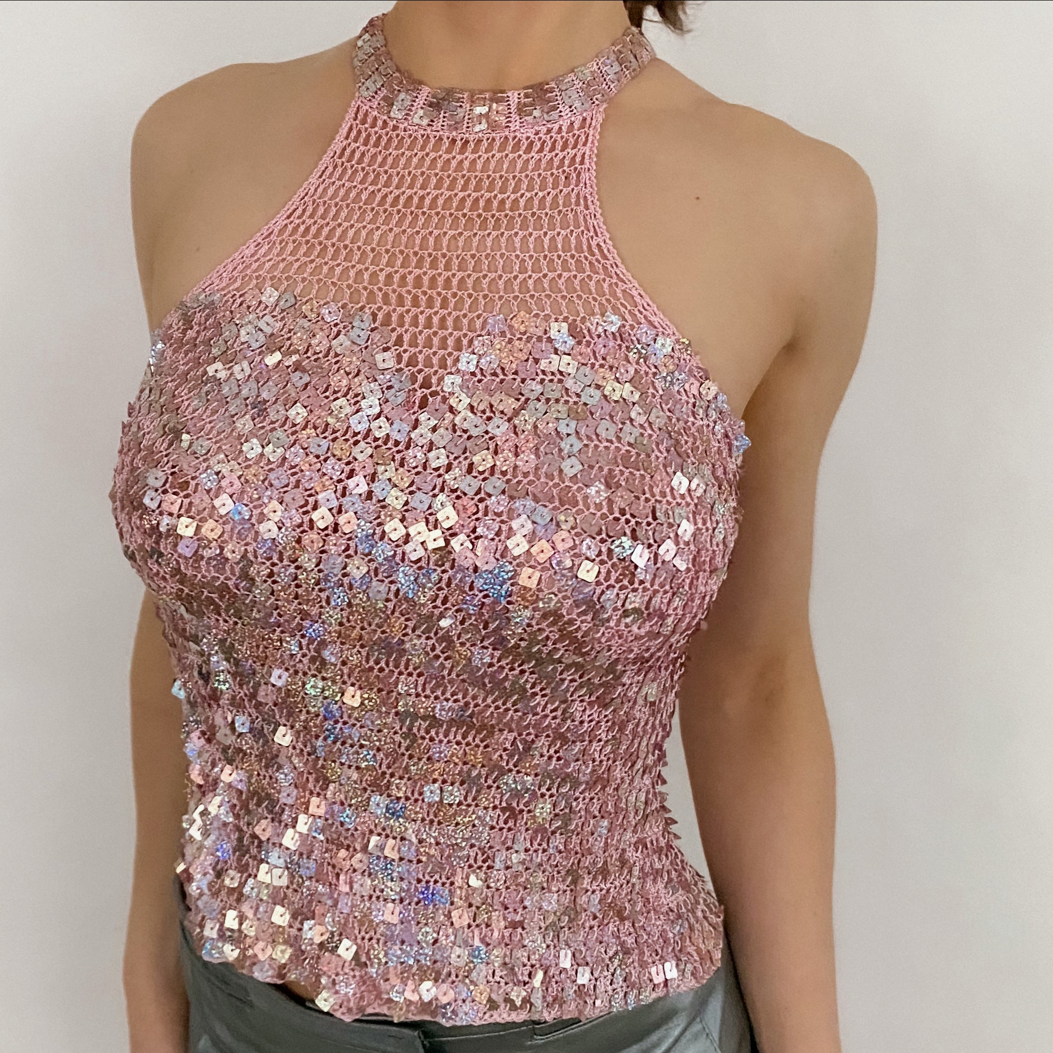 Vintage Sequin Party Halter - XS/S