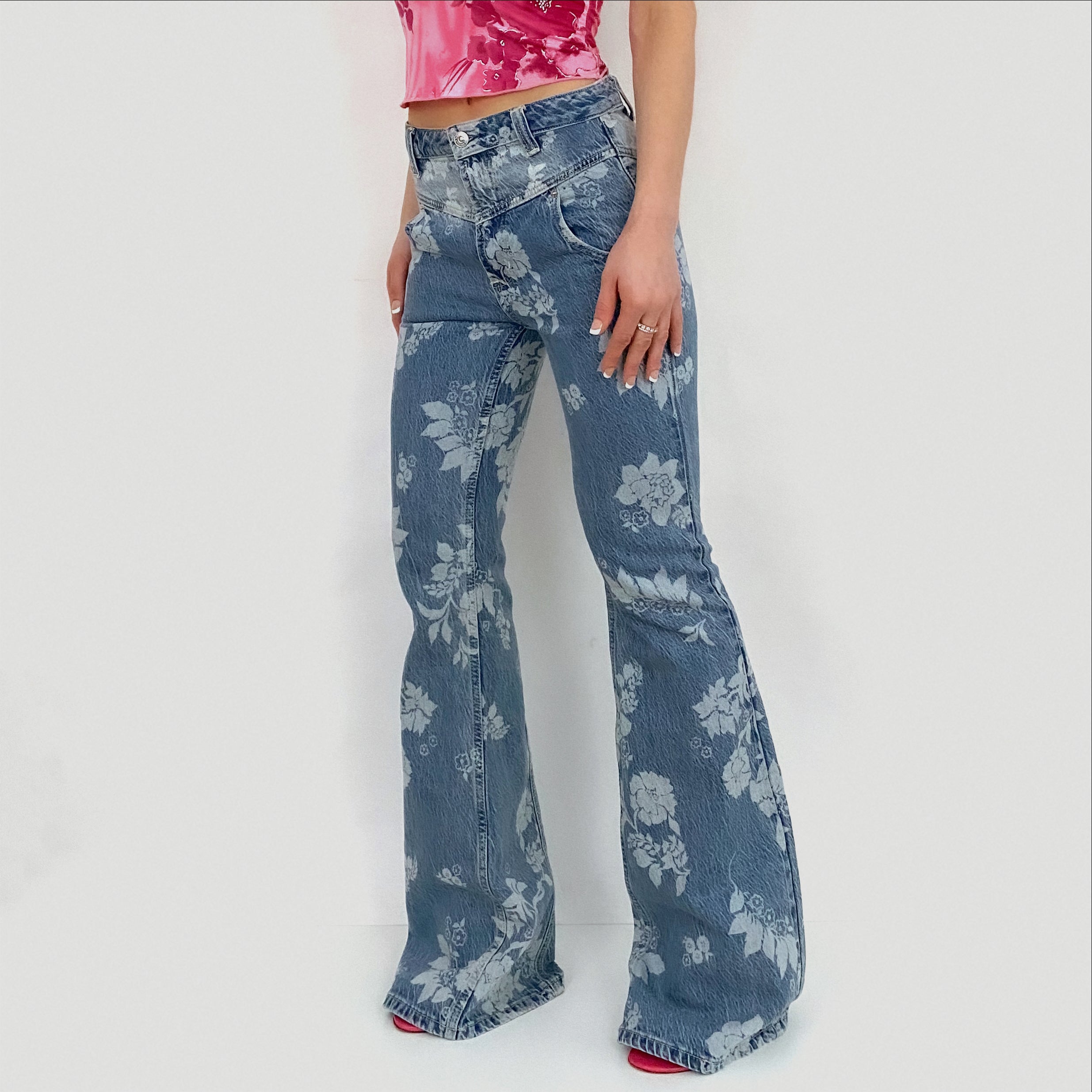Floral Denim Flares - Size 25