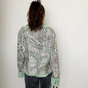 Mint Faux Fur and Suede Groovy Houndstooth Jacket