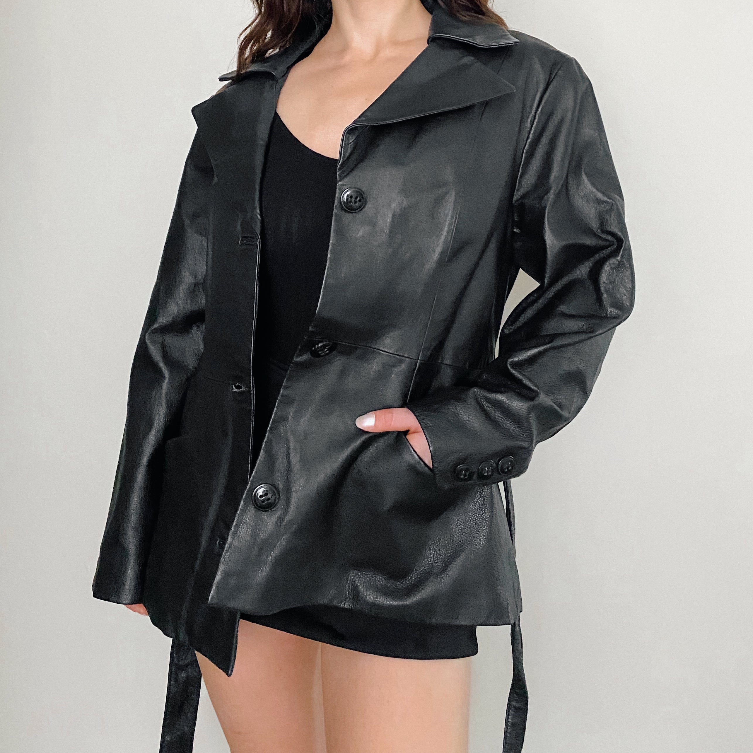 Vintage Belted Leather Jacket