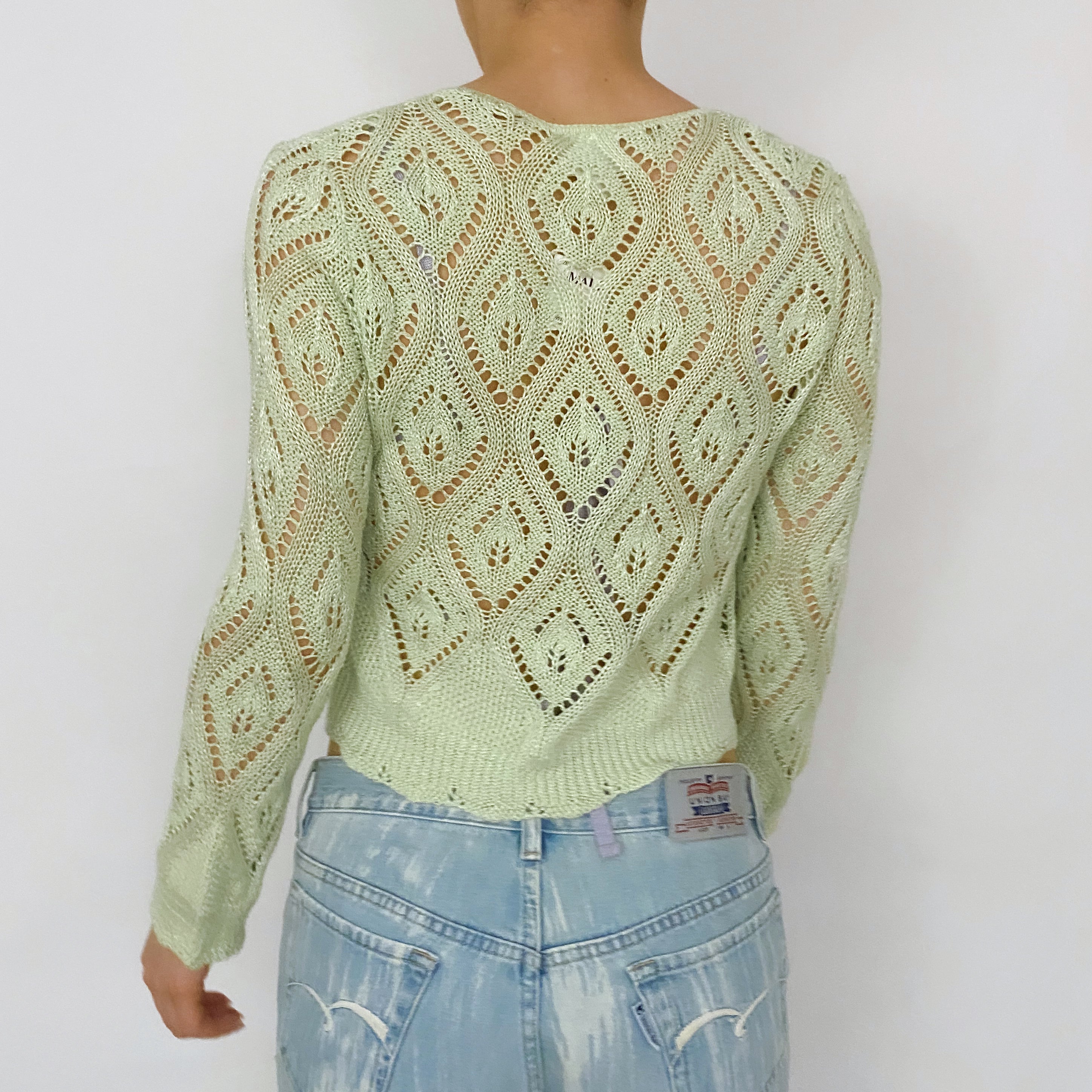 Y2K Lime Tie Front Cardi