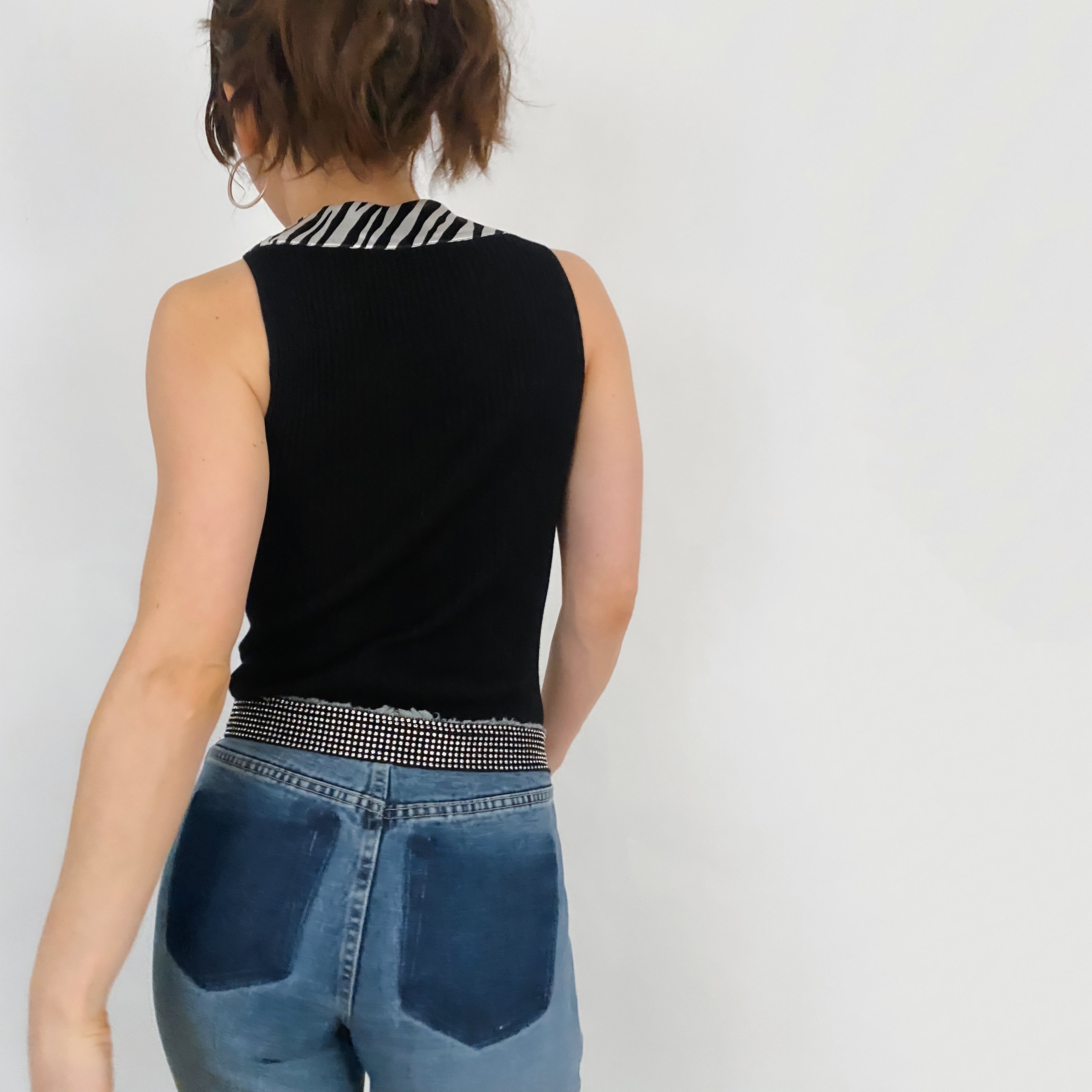 Zebra Rhinestone Bling Tank