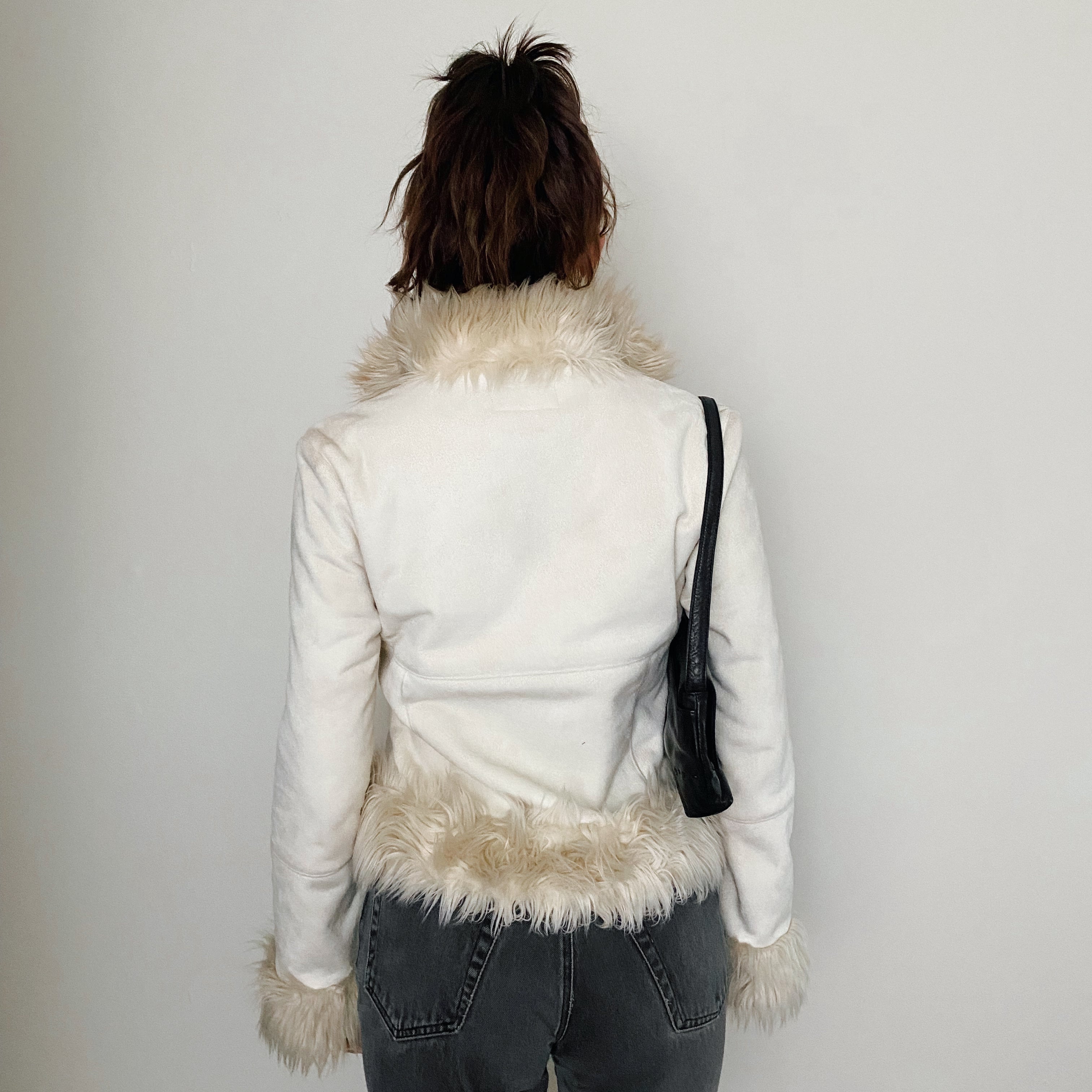 Y2K White Faux Fur and Suede Jacket