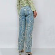 Y2K Funky Floral Frayed Jeans