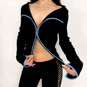 Ribbed Knit Double Zip Cardigan