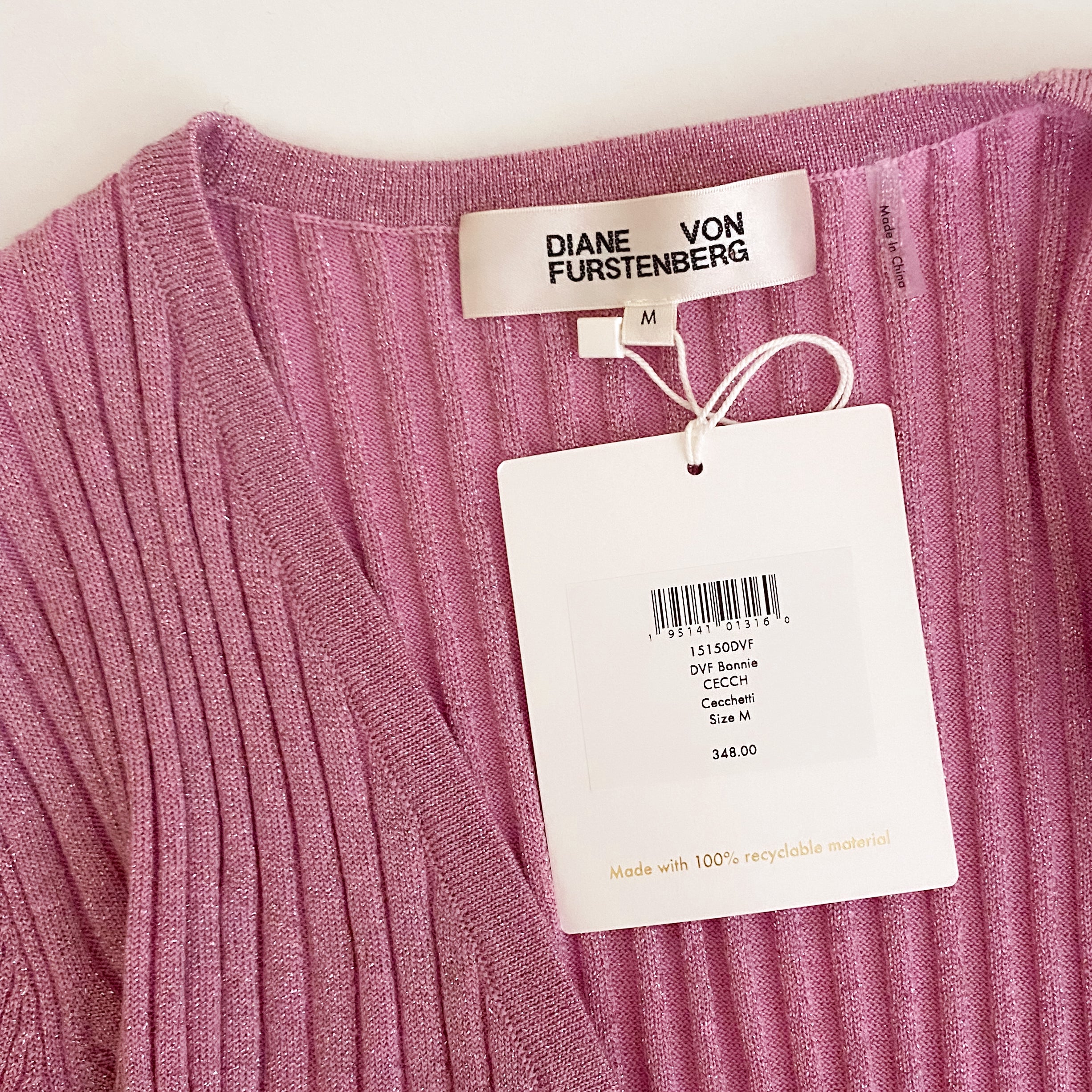 Diane Von Furstenberg Lilac Wool Wrap Sweater